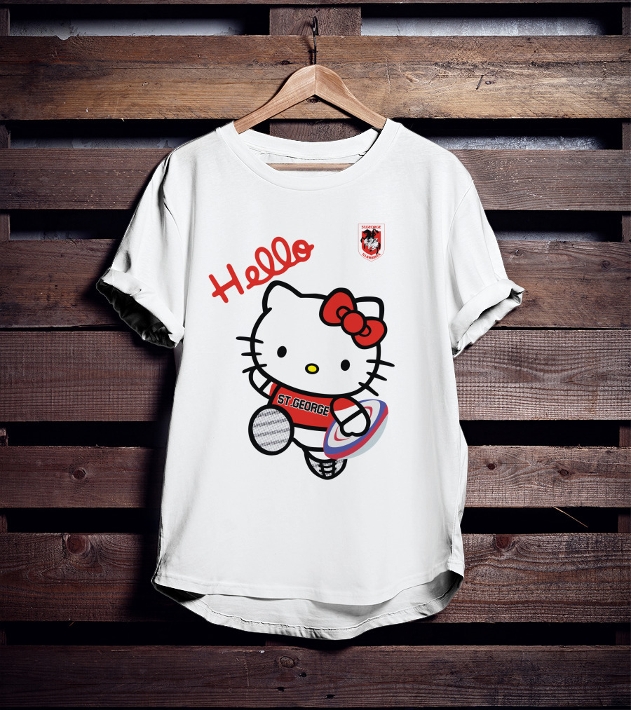 NRL1006 St. George Illawarra Dragons Hello Kitty Rugby Fan T-Shirt