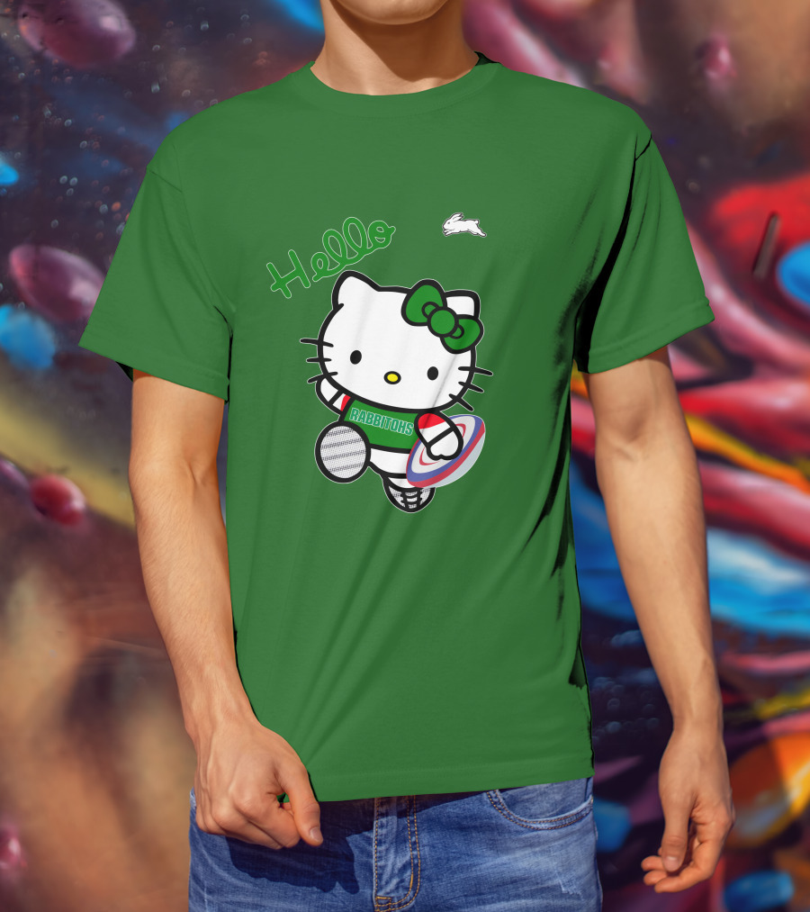 NRL1016 South Sydney Rabbitohs Hello Kitty Rugby Fan Collection T-Shirt