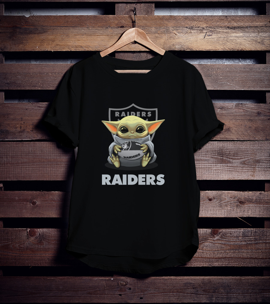 Raiders Baby Yoda Holding Football T-Shirt