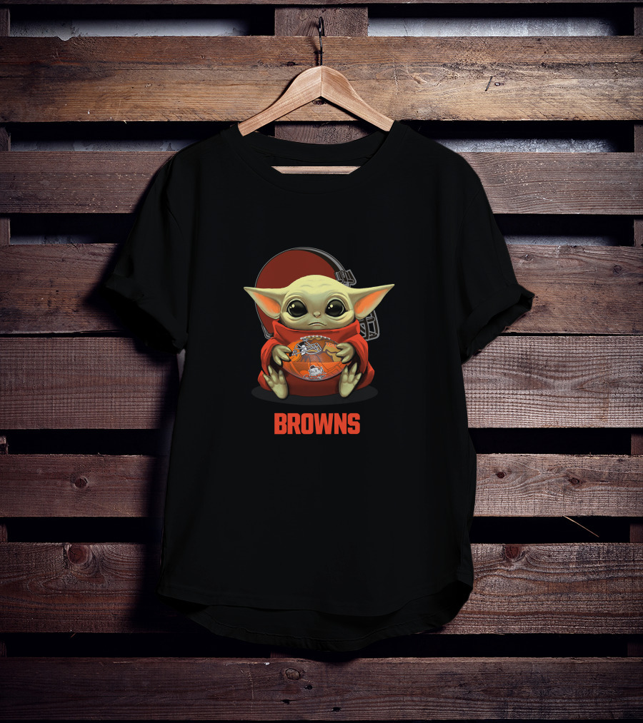 Cleveland Browns Baby Yoda Football Helmet Logo Browns T-Shirt