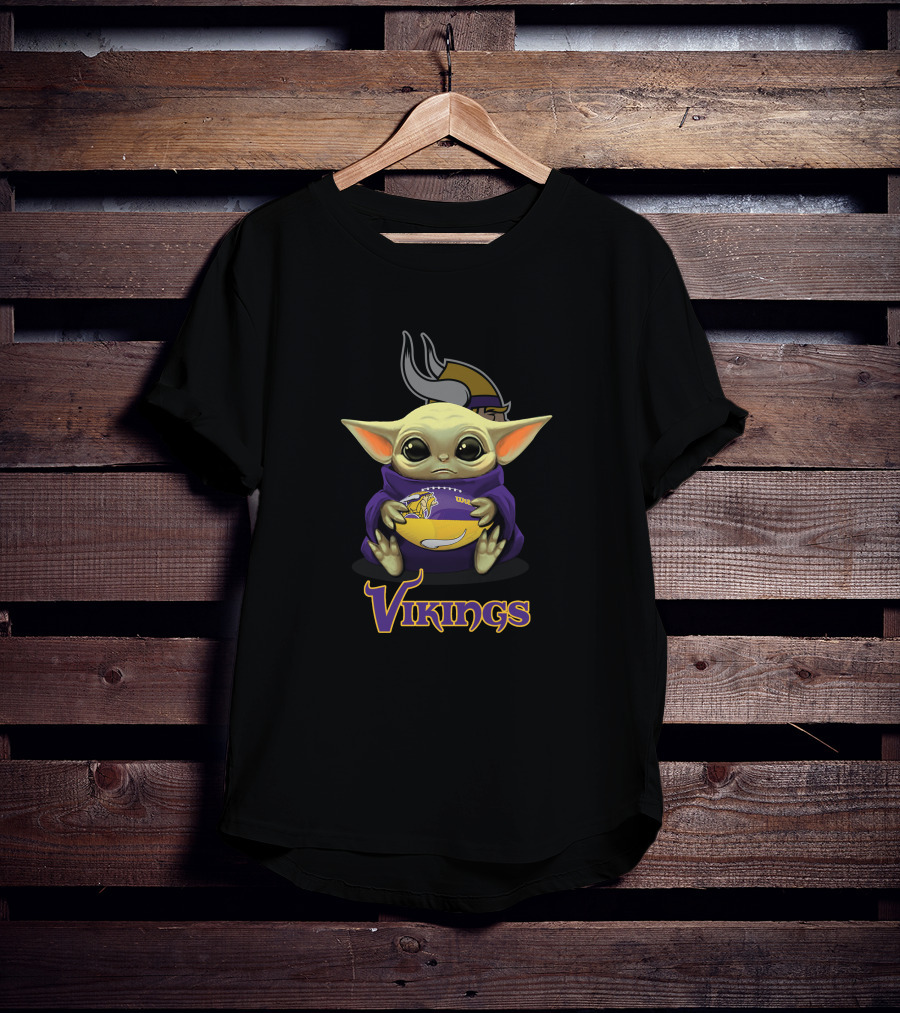 Vikings Baby Yoda With Minnesota Football T-Shirt