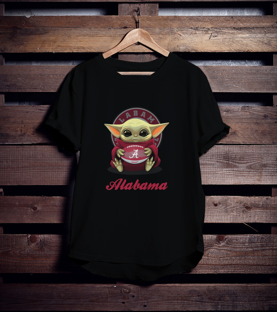Alabama Crimson Tide Baby Yoda Football T-Shirt