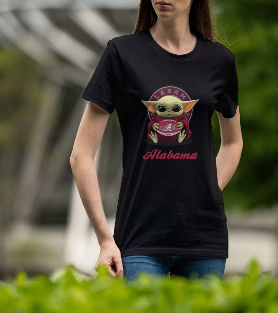 Alabama Crimson Tide Baby Yoda Football T-Shirt