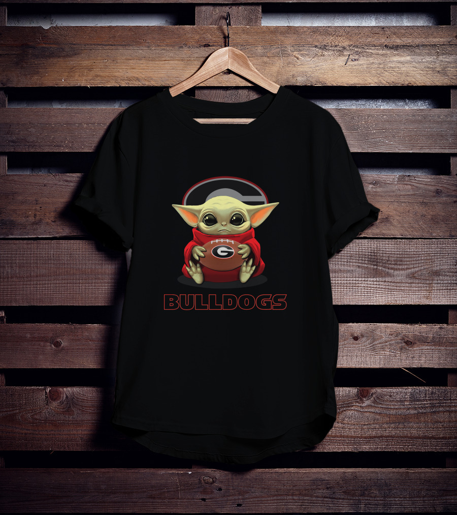 Georgia Bulldogs Baby Yoda Football T-Shirt
