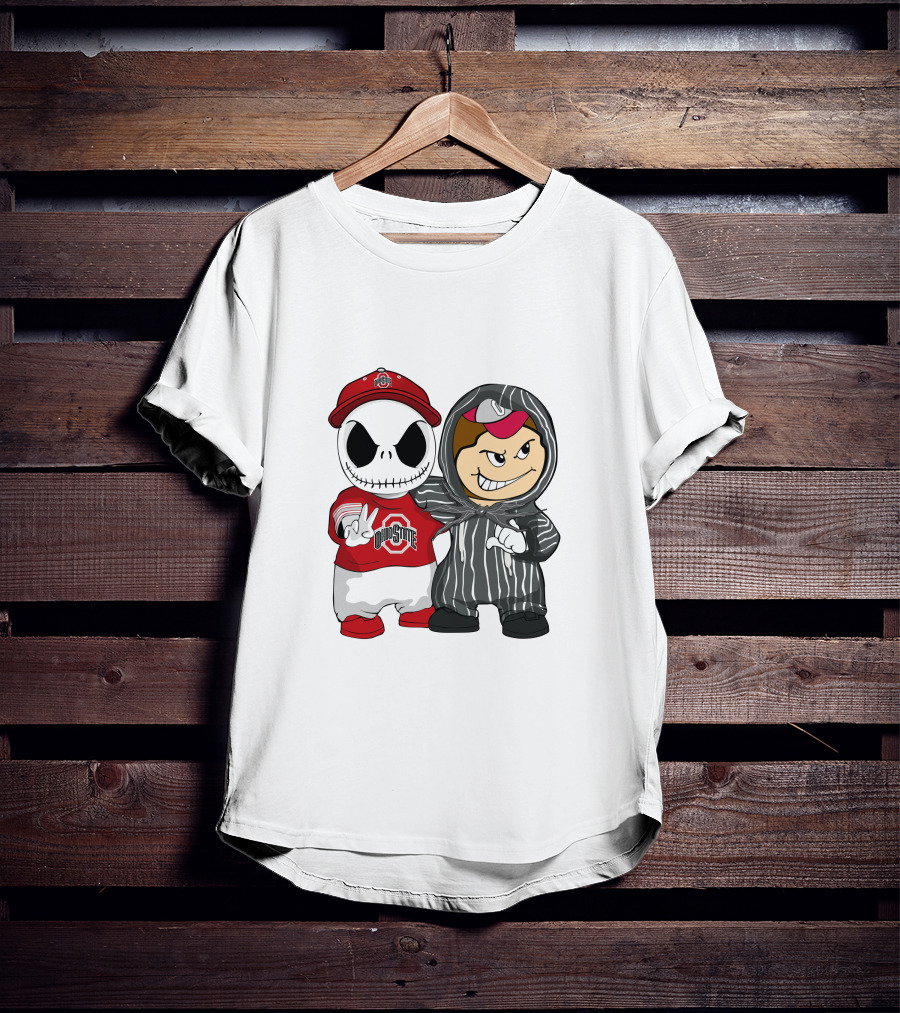 Ohio State Buckeyes Jack Skellington Character Friends In Team T-Shirt