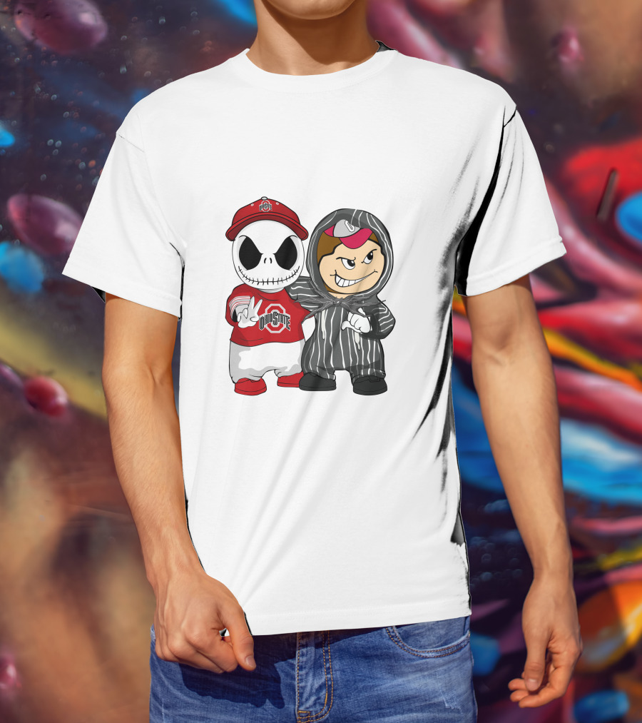 Ohio State Buckeyes Jack Skellington Character Friends In Team T-Shirt