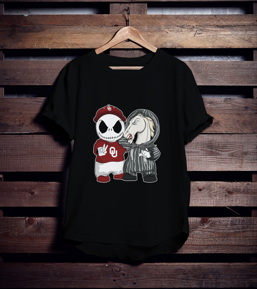 Oklahoma Sooners Jack Skellington And Nightmare Horse Team-Up T-Shirt
