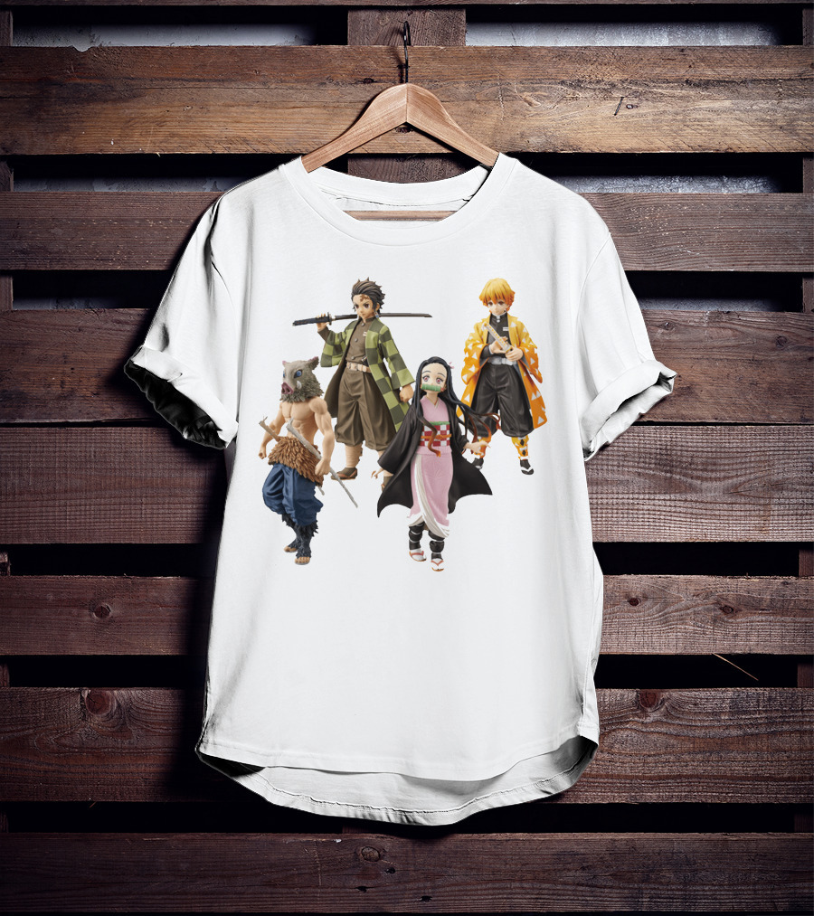 Demon Slayer Tanjiro Nezuko Zenitsu Inosuke Figures T-Shirt