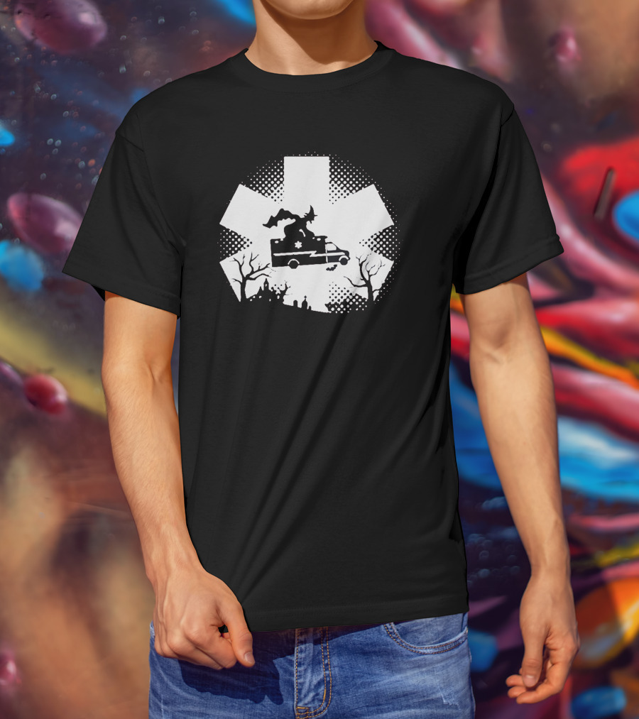 An Ems Ambulance With Dragon And Haunted Landscape T-Shirt