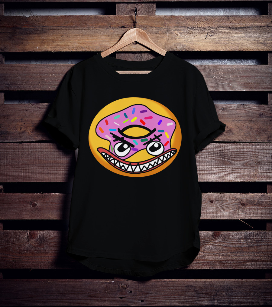 Angry Donut With Sprinkles And Fierce Face Emoji T-Shirt