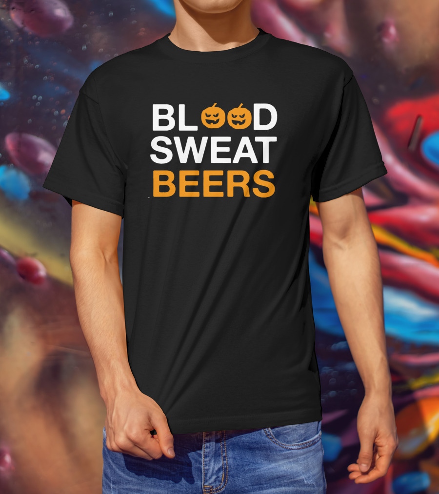 Blood Sweat Beers Halloween Pumpkins T-Shirt