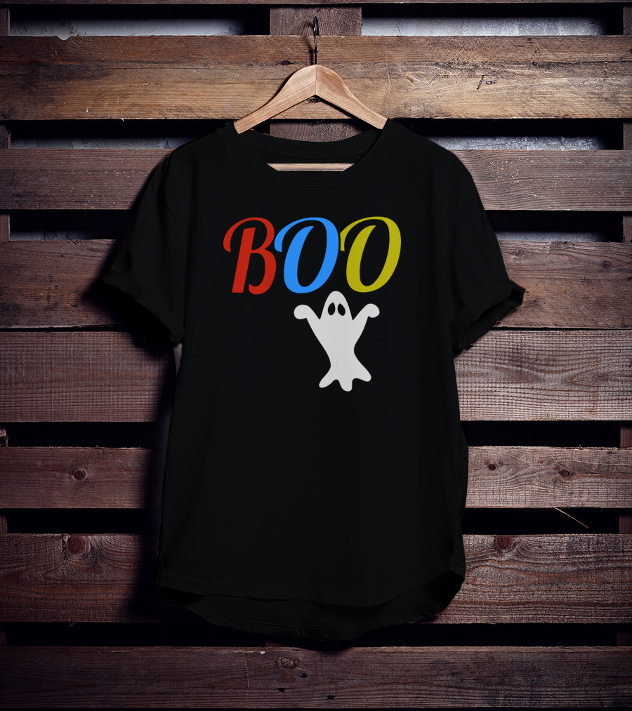 BOO Ghost Multicolor Halloween Spooky T-Shirt