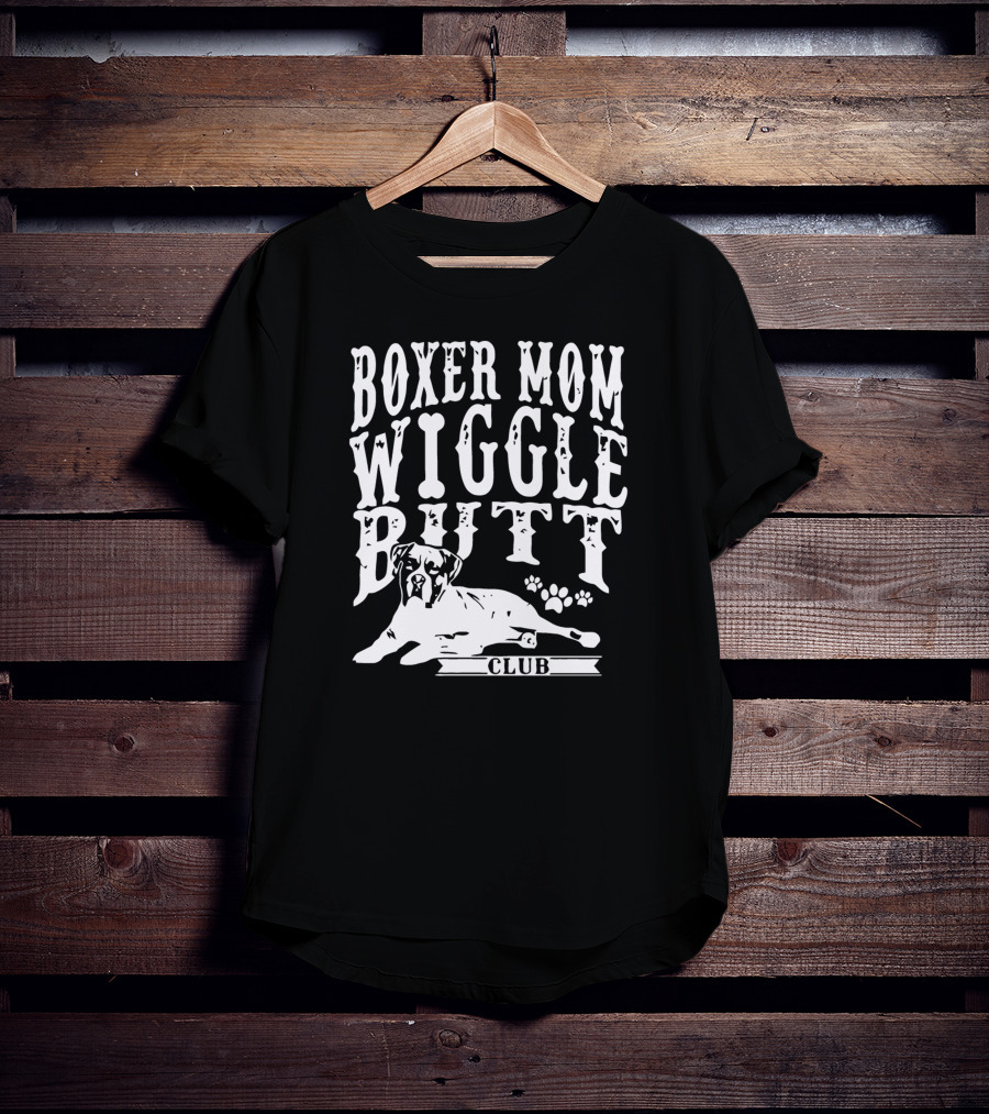 Boxer Mom Wiggle Butt Club Pawprint Dog T-Shirt
