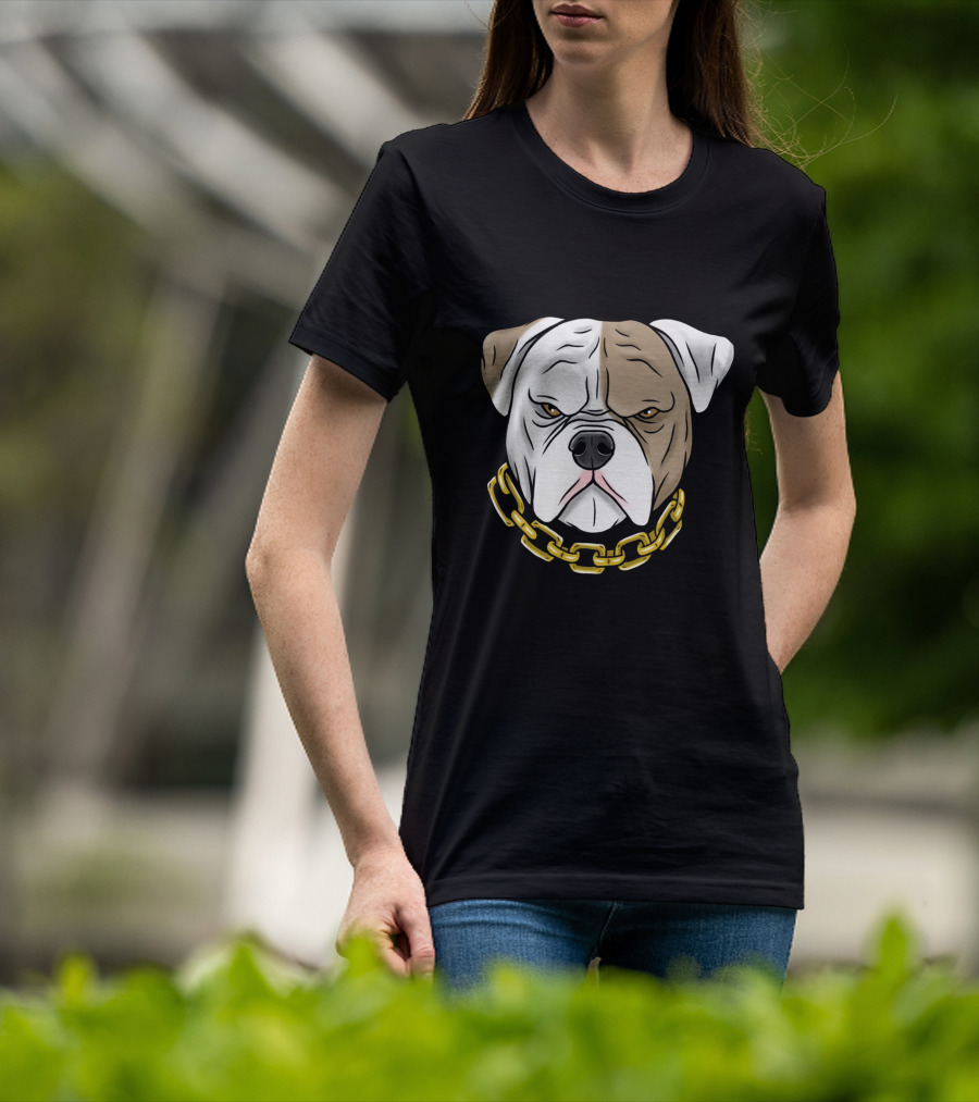 Pitbull Head With Gold Chain T-Shirt