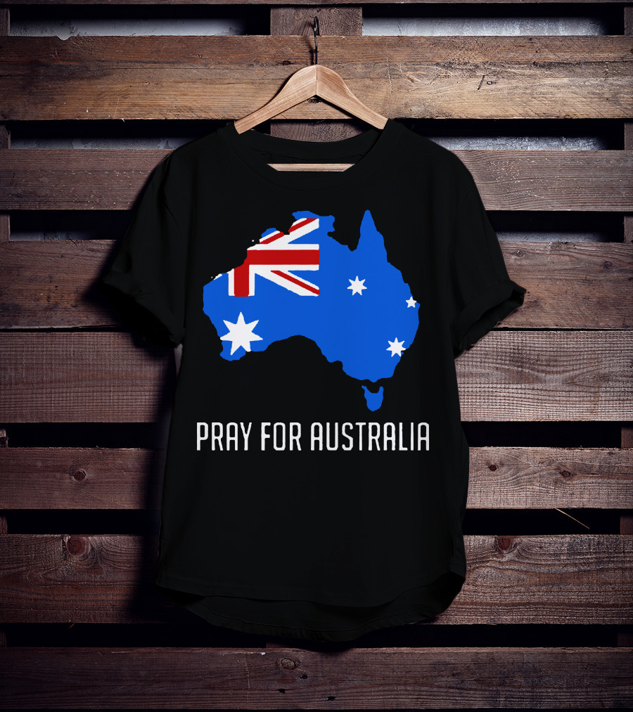 Pray For Australia Forest Fires Australia Map Flag Stars T-Shirt
