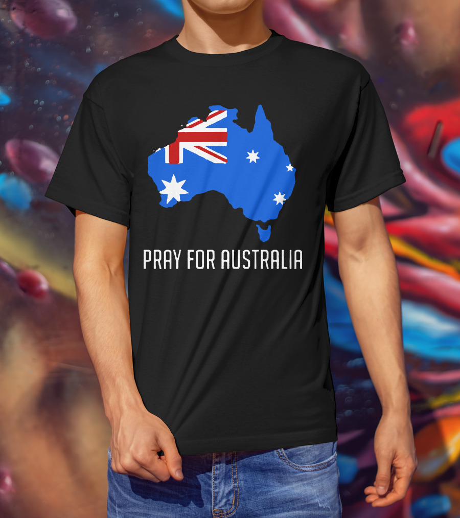 Pray For Australia Forest Fires Australia Map Flag Stars T-Shirt