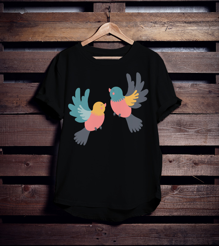 Pretty Birds Vibrant Colorful Avian Pair T-Shirt
