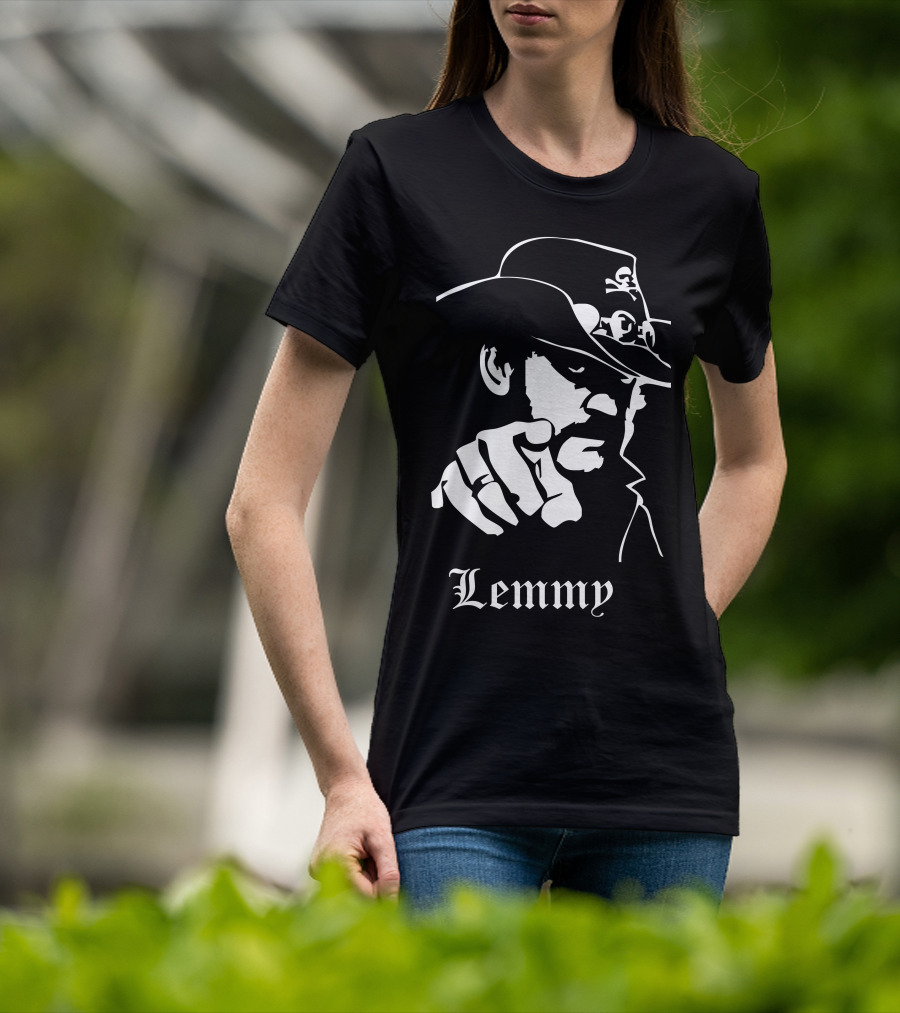 Lemmy Kilmister Memorial Tribute Iconic Figure With Hat And Crossbones T-Shirt