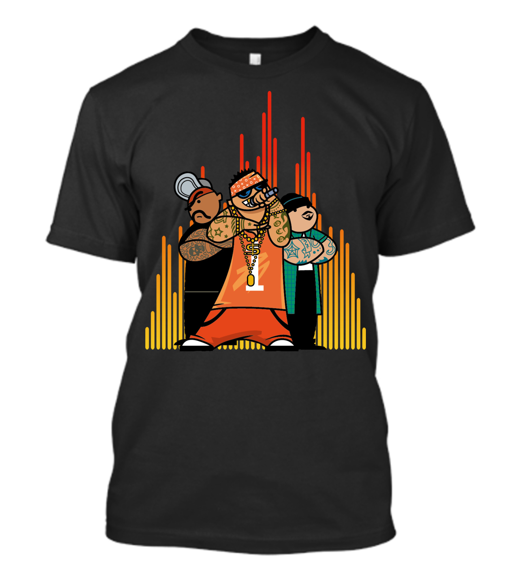 Rapper Gang Urban Tattoo Microphone Trio T-Shirt