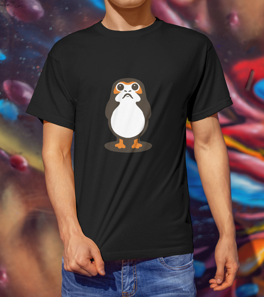 Retro Galactic Penguin Meets Porg T-Shirt