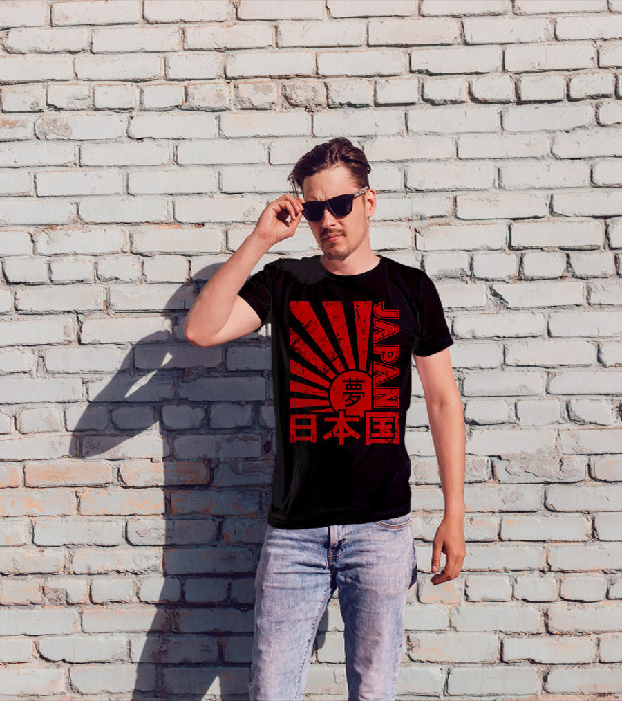 Japan Red Rising Sun Kanji T-Shirt