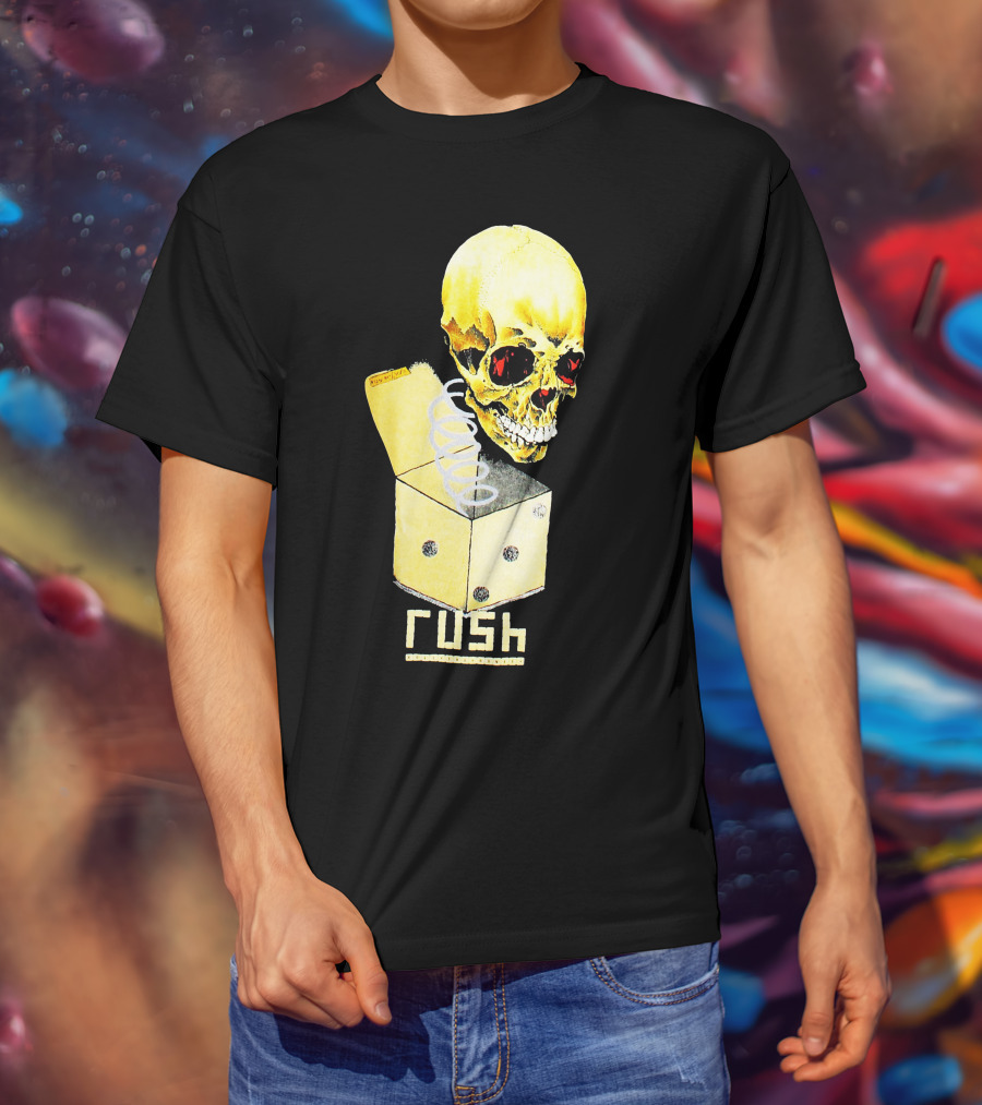 Rush Pushead Skull Springing From Dice Box T-Shirt