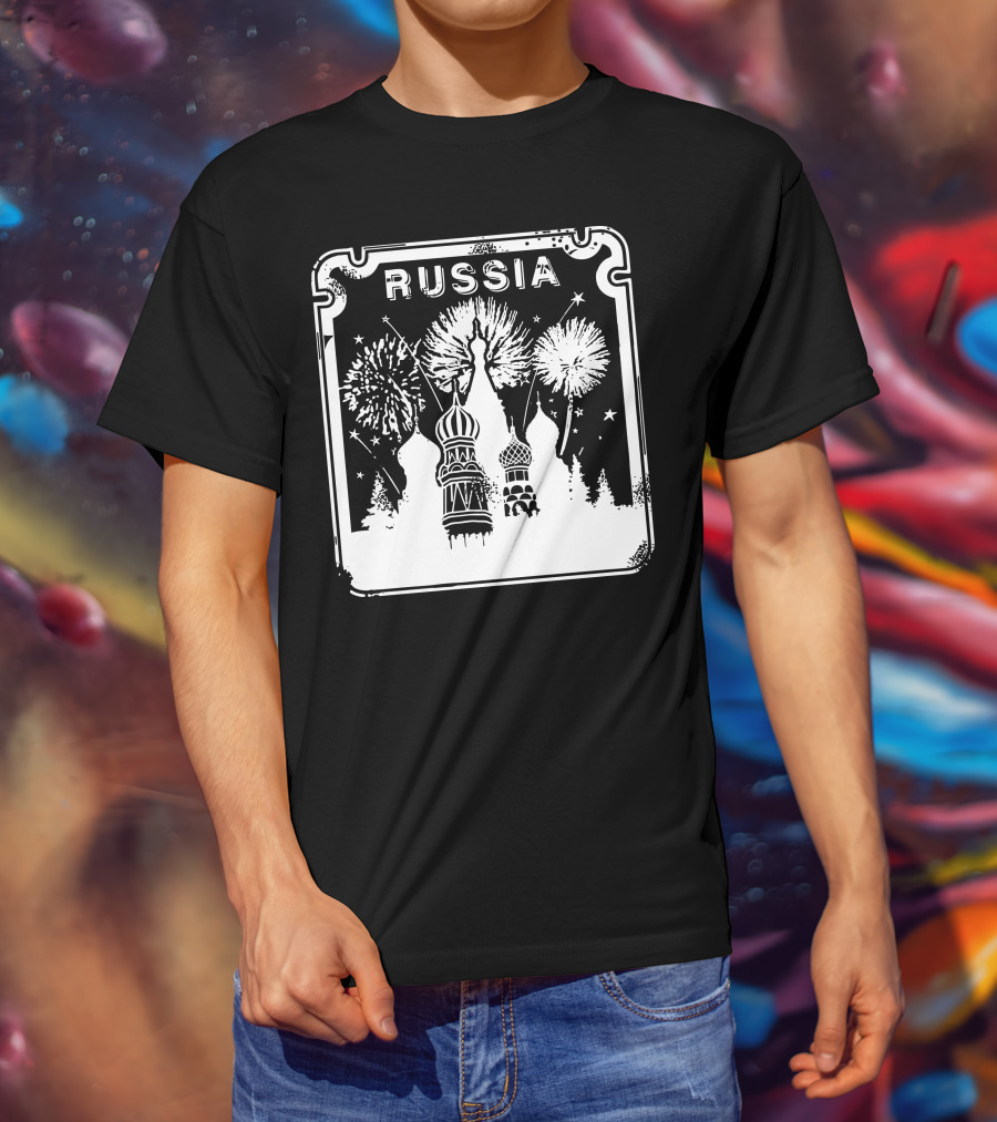 Russia Saint Basil's Cathedral Fireworks T-Shirt