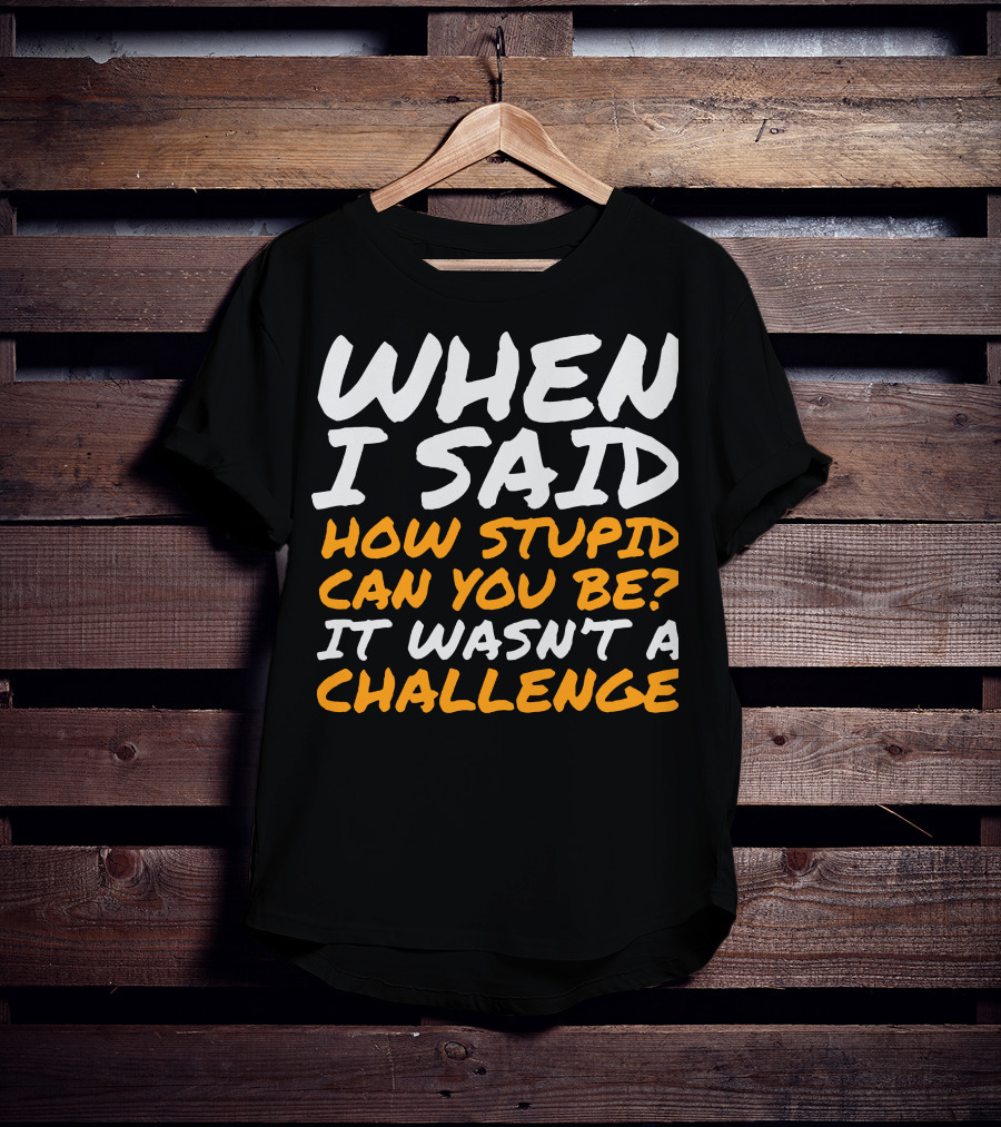 WHEN I SAID HOW STUPID CAN YOU BE IT WASN'T A CHALLENGE Sarcastic Quotes For Stupid People T-Shirt