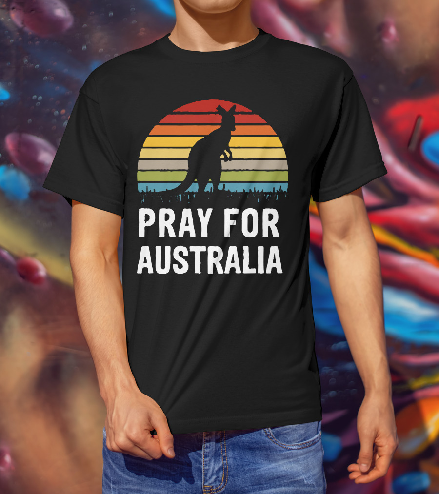 Pray For Australia Kangaroo Sunset T-Shirt