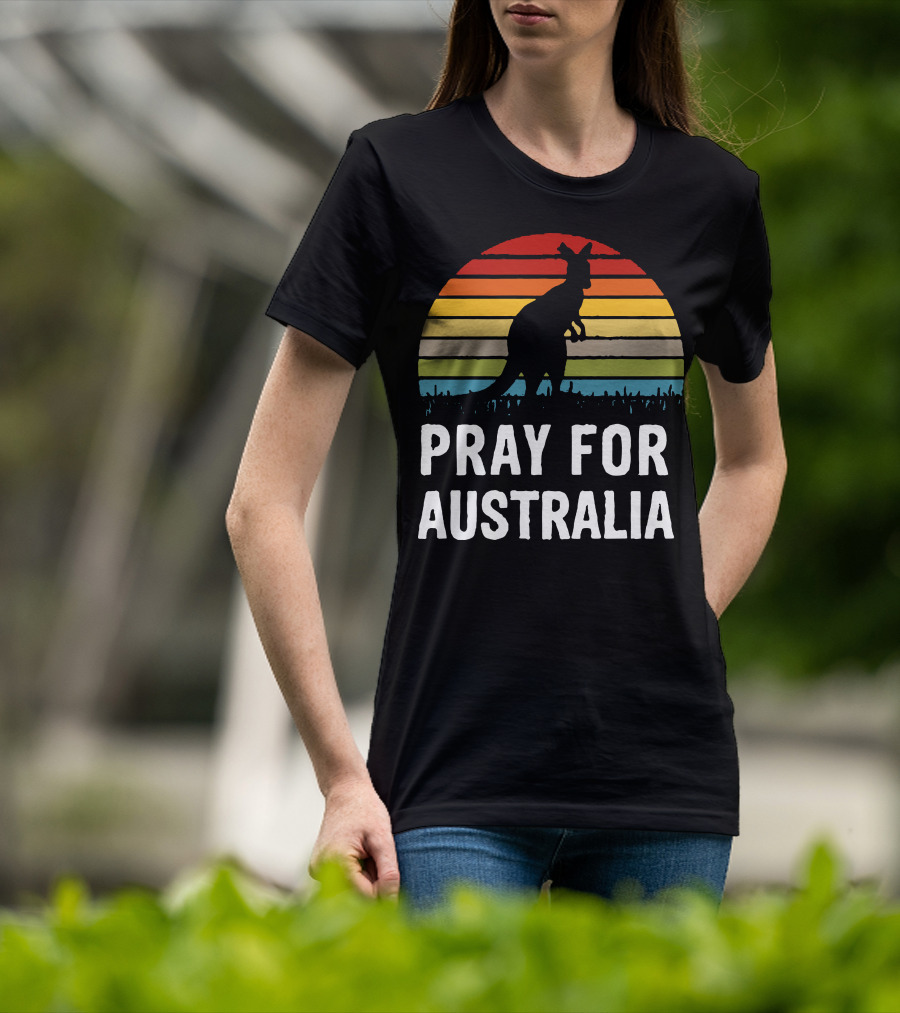 Pray For Australia Kangaroo Sunset T-Shirt