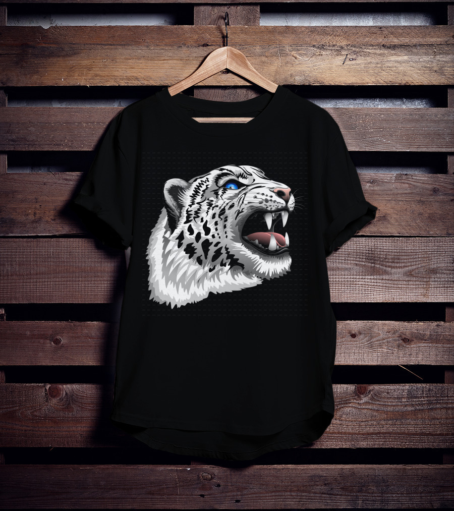 Snow Leopard Fierce Roaring Head T-Shirt