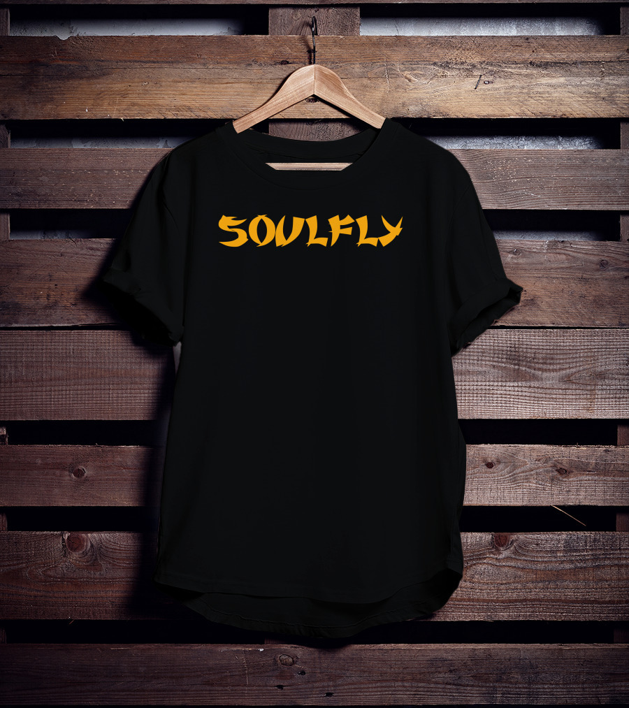 Soulfly Logo Band Name Text In Yellow T-Shirt