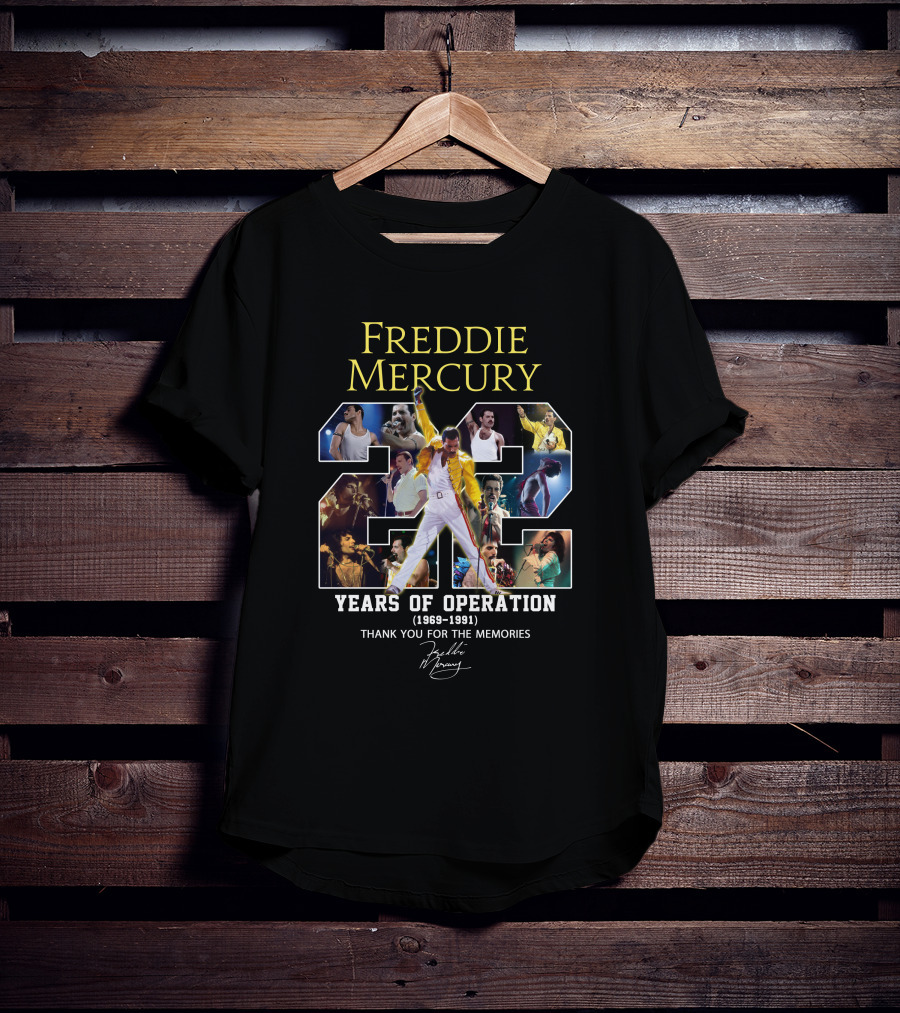Freddie Mercury 22 Years Of Operation (1969-1991) Thank You For The Memories T-Shirt