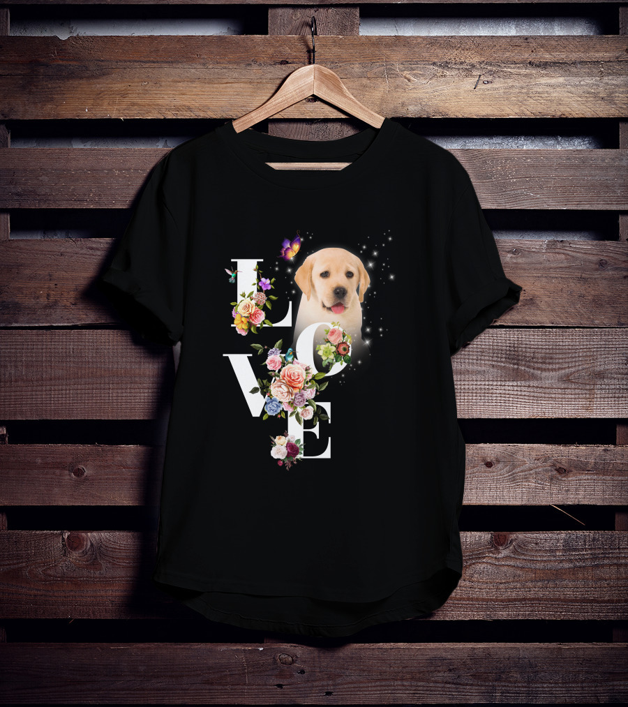 LOVE Labrador Flowers Butterfly Puppy Magic T-Shirt