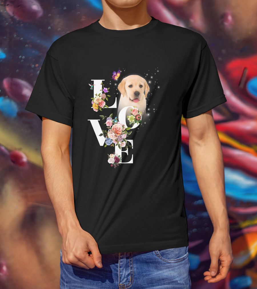 LOVE Labrador Flowers Butterfly Puppy Magic T-Shirt