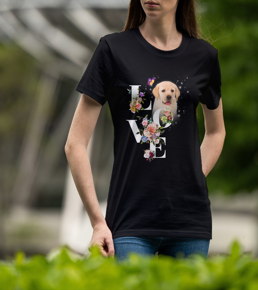 LOVE Labrador Flowers Butterfly Puppy Magic T-Shirt