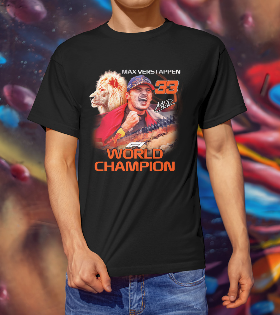 Max Verstappen 33 World Champion Felice Mav Lion F1 T-Shirt