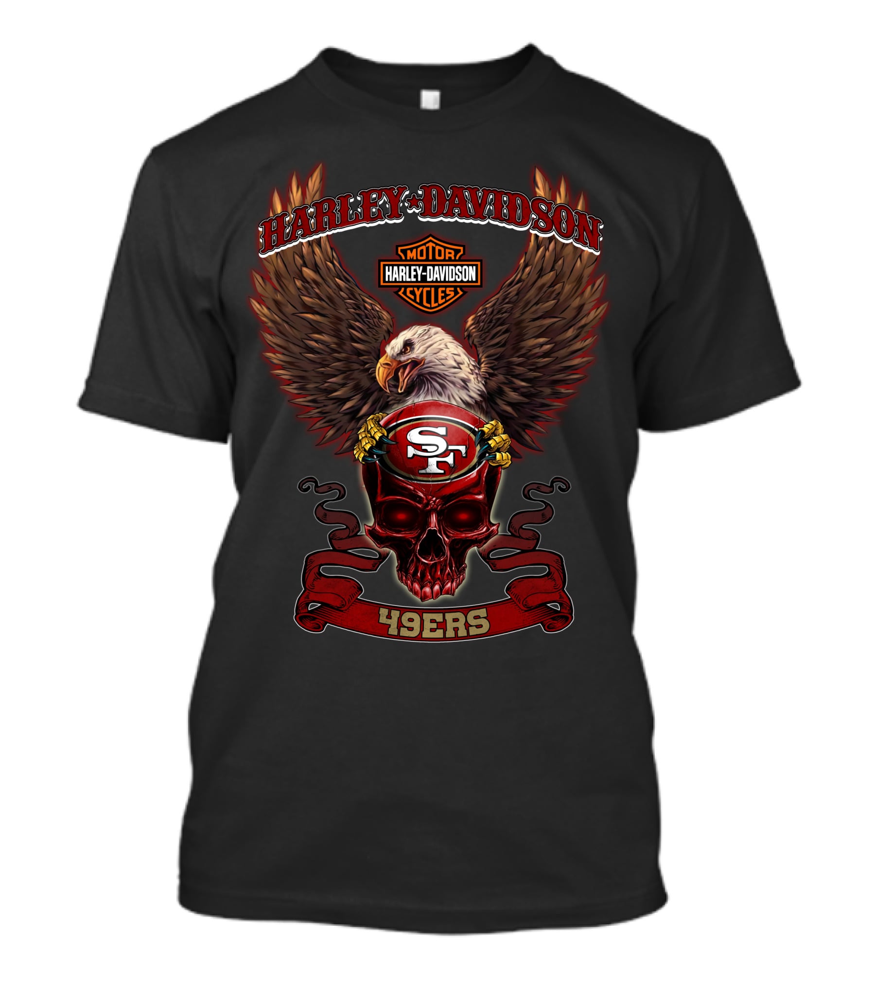 Harley Davidson Motorcycles Sf 49ers Eagle Skull T-Shirt