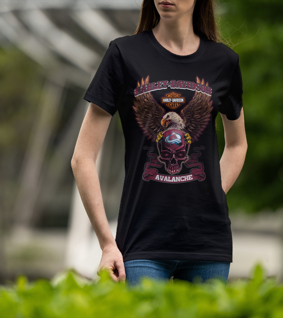 Harley Davidson Motor Cycles Avalanche Skull Eagle Colorado Hd03Nhl T-Shirt