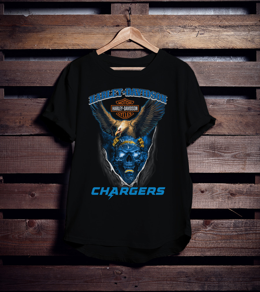 Harley Davidson Motorcycles Chargers Hd29Nfl Los Angeles T-Shirt