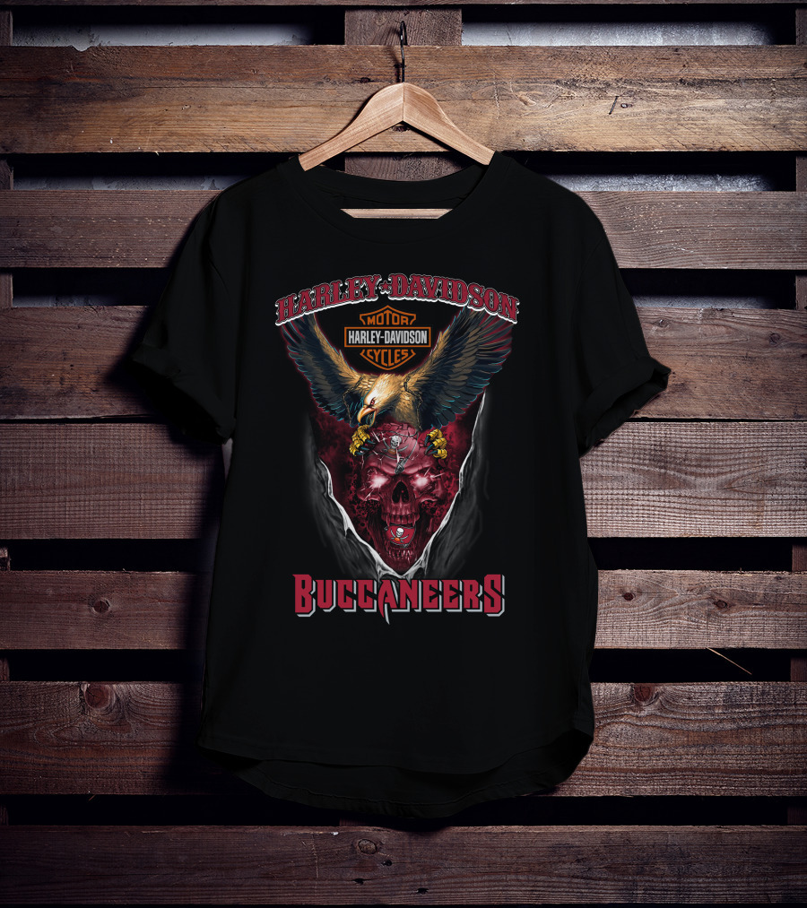 Harley Davidson Cycles Tampa Bay Buccaneers Eagle And Skull T-Shirt