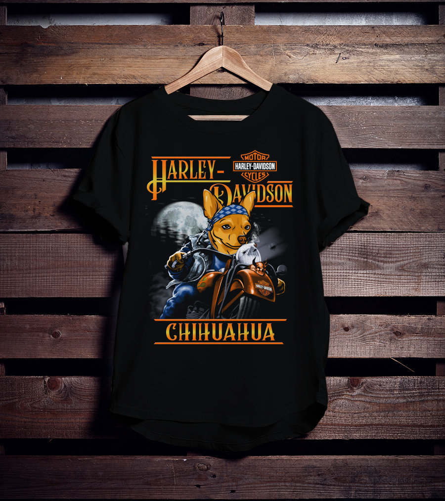 Harley Davidson Chihuahua Motorcycles Moon Rider T-Shirt