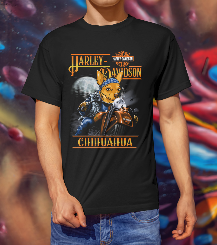 Harley Davidson Chihuahua Motorcycles Moon Rider T-Shirt