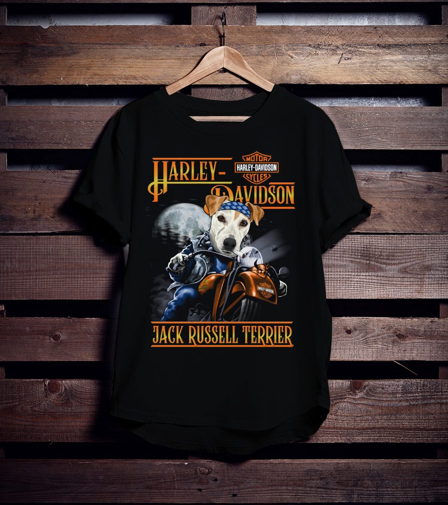 Harley Davidson Jack Russell Terrier Motorcycle Rider T-Shirt