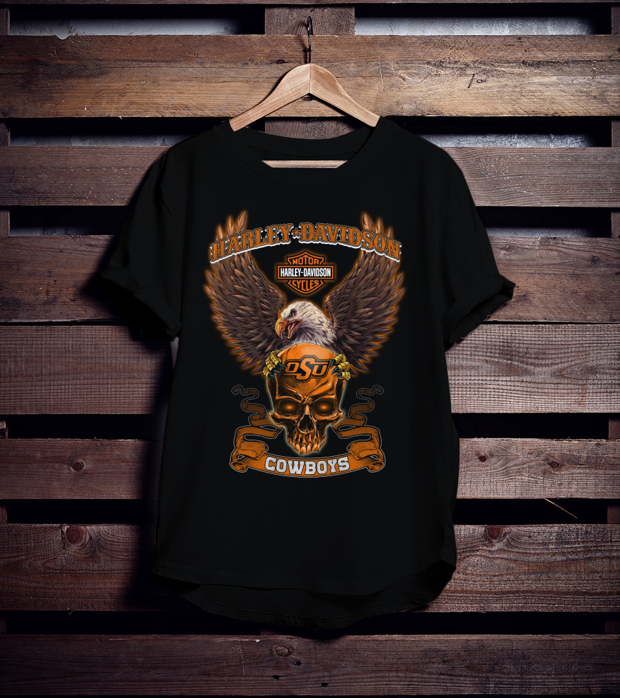 Harley Davidson Motor Cycles Osu Cowboys T-Shirt