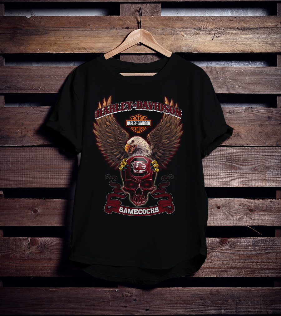 Harley Davidson South Carolina Gamecocks Eagle And Skull T-Shirt
