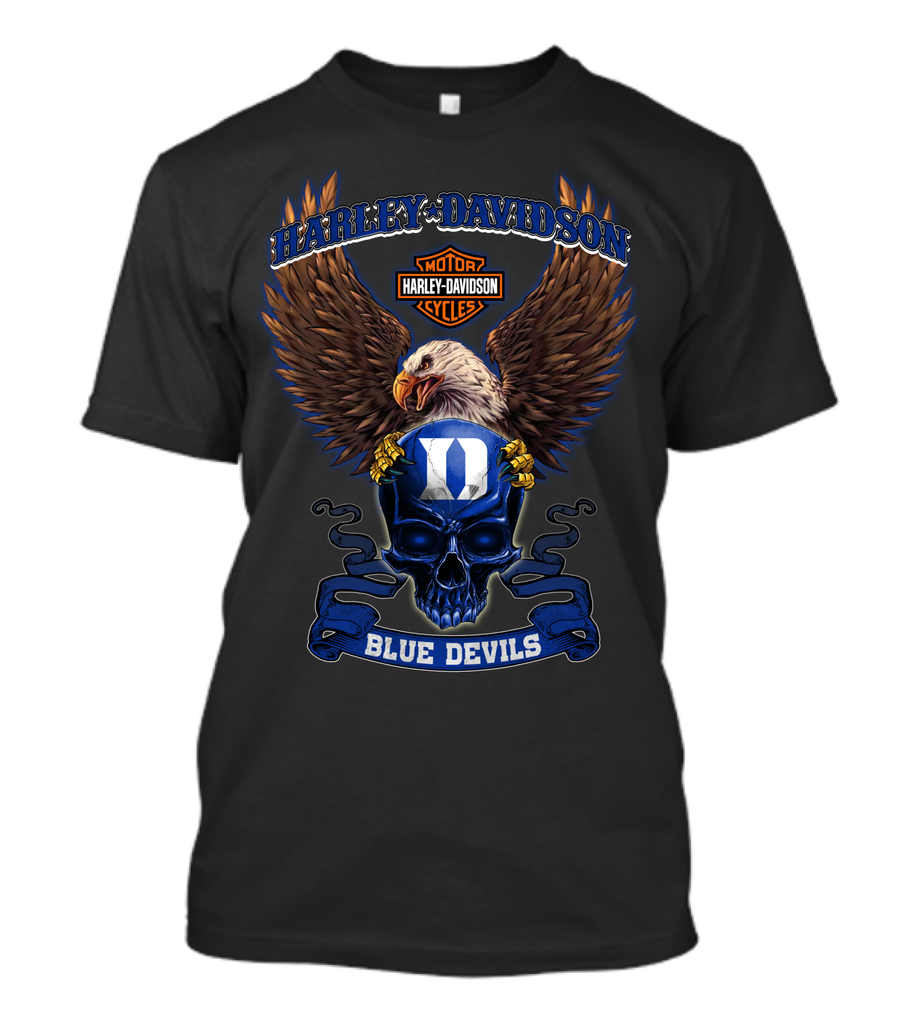Harley Davidson Motorcycles Duke Blue Devils Eagle T-Shirt