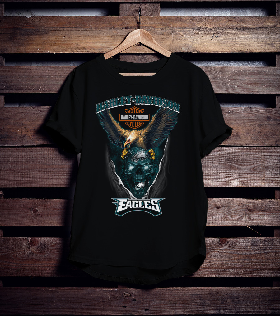 Harley Davidson Motor Cycles Eagles Philadelphia T-Shirt