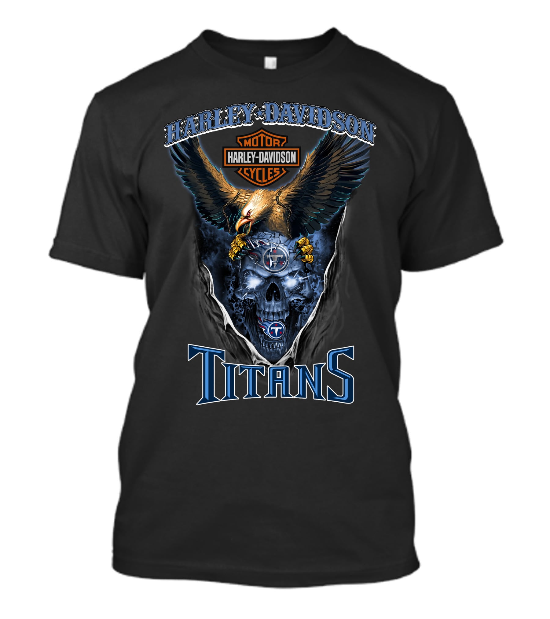 Harley Davidson Motor Cycles Eagle Skull Titans T-Shirt