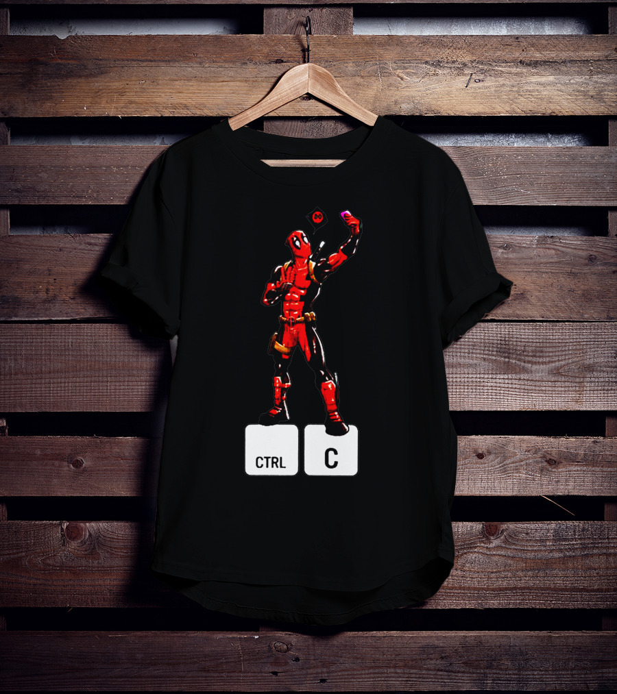 DEADPOOL CTRL C Keyboard Parody Selfie Gaming T-Shirt